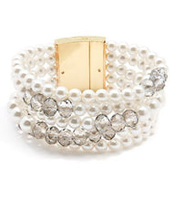 Load image into Gallery viewer, Pearl and Crystal Layered Bracelet