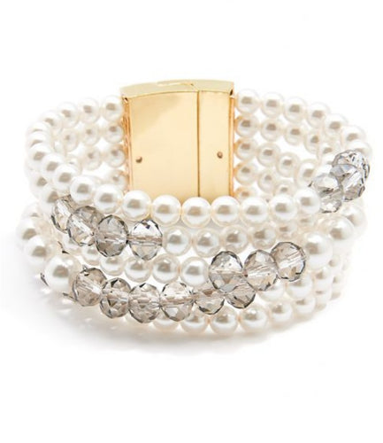 Pearl and Crystal Layered Bracelet