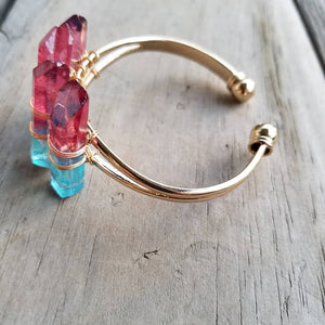 Pink and Blue Crystal Bangle