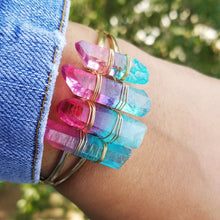 Load image into Gallery viewer, Pink and Blue Crystal Bangle