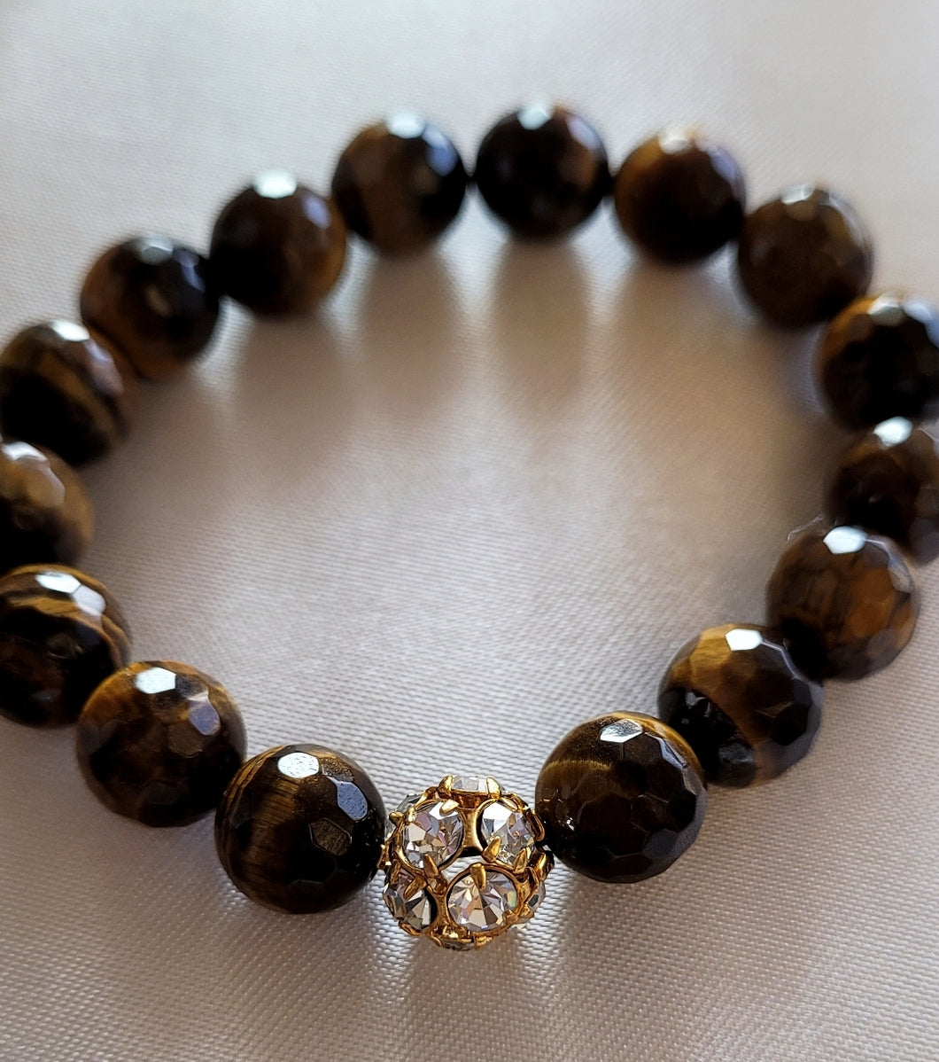 Rhinestone Charm w/Tiger Eye