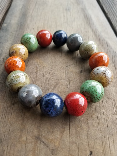 Large Multi Color Beaded Stretch Bracelet