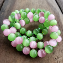 Load image into Gallery viewer, Pink and Green Round Glass Beads