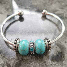 Load image into Gallery viewer, Teal Bead Bangle