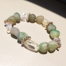 Load image into Gallery viewer, Green Semi-Precious Agate Beaded Bracelet