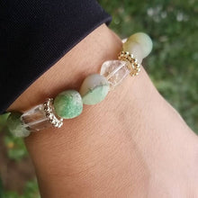 Load image into Gallery viewer, Green Semi-Precious Agate Beaded Bracelet